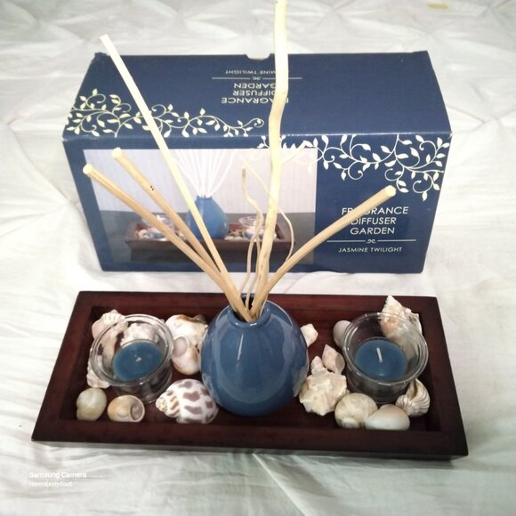 Jasmine Twilight Tropical Island Coastal Fragrance Diffuser Garden Tray Set NIB - Picture 3 of 3